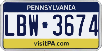 PA license plate LBW3674