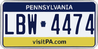 PA license plate LBW4474