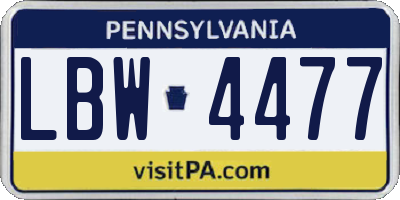 PA license plate LBW4477