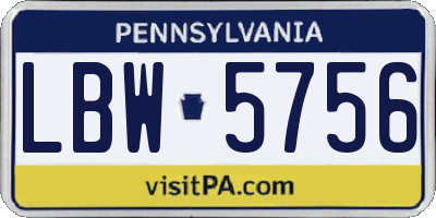 PA license plate LBW5756