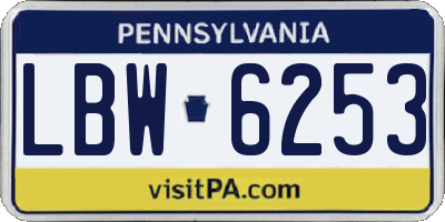 PA license plate LBW6253