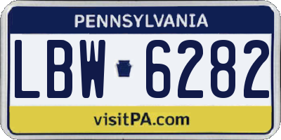 PA license plate LBW6282