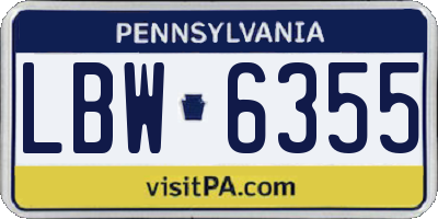 PA license plate LBW6355