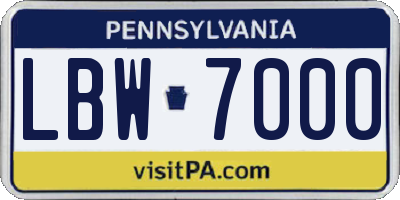 PA license plate LBW7000