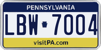PA license plate LBW7004