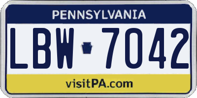 PA license plate LBW7042