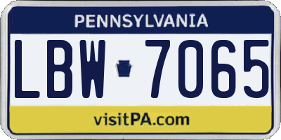 PA license plate LBW7065