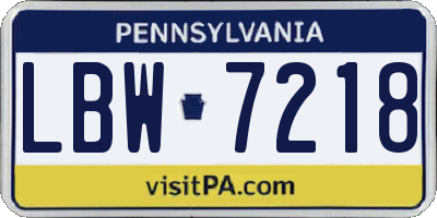 PA license plate LBW7218