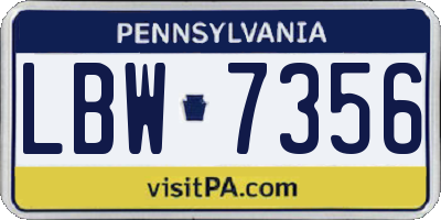 PA license plate LBW7356