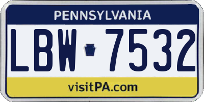 PA license plate LBW7532