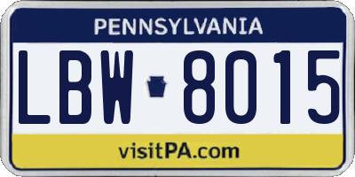 PA license plate LBW8015