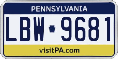 PA license plate LBW9681