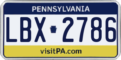 PA license plate LBX2786