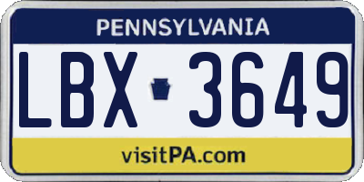 PA license plate LBX3649