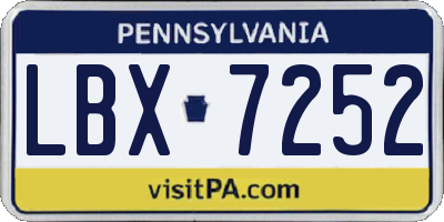 PA license plate LBX7252