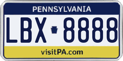PA license plate LBX8888
