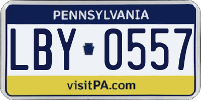 PA license plate LBY0557