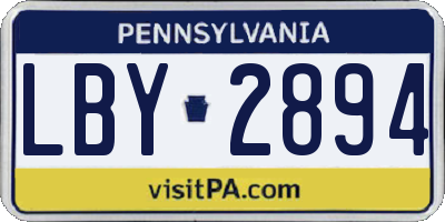 PA license plate LBY2894