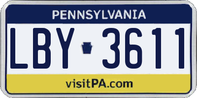 PA license plate LBY3611
