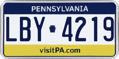 PA license plate LBY4219