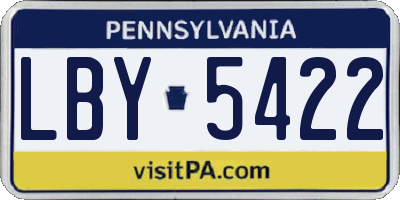 PA license plate LBY5422
