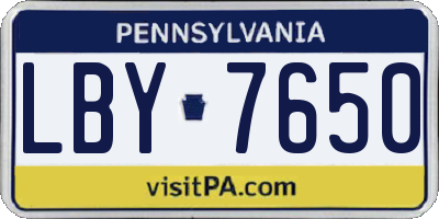PA license plate LBY7650