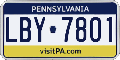 PA license plate LBY7801