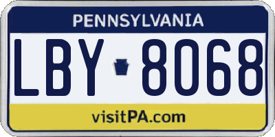 PA license plate LBY8068