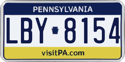 PA license plate LBY8154