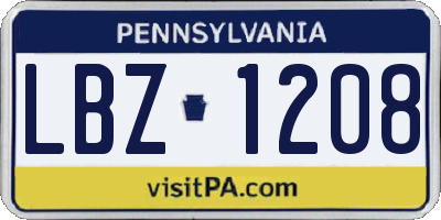 PA license plate LBZ1208