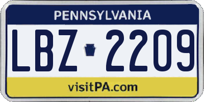 PA license plate LBZ2209