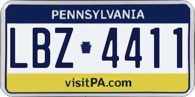PA license plate LBZ4411