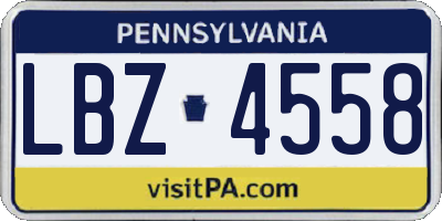 PA license plate LBZ4558