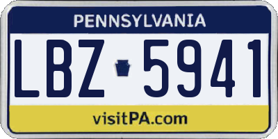 PA license plate LBZ5941