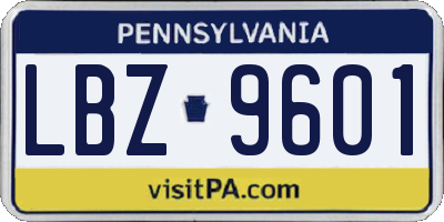 PA license plate LBZ9601