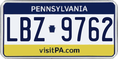PA license plate LBZ9762