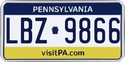 PA license plate LBZ9866