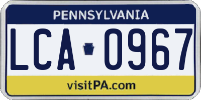 PA license plate LCA0967