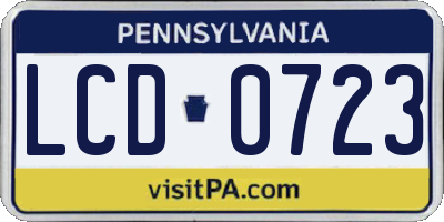PA license plate LCD0723