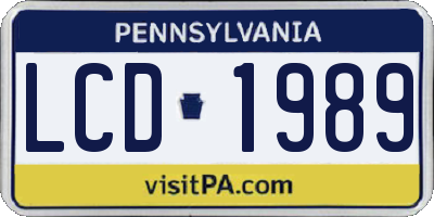 PA license plate LCD1989