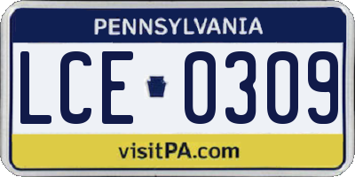 PA license plate LCE0309