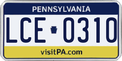 PA license plate LCE0310