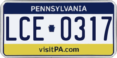PA license plate LCE0317