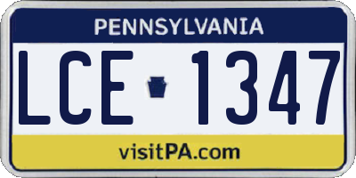PA license plate LCE1347