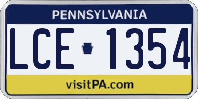 PA license plate LCE1354