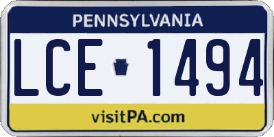 PA license plate LCE1494