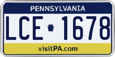 PA license plate LCE1678