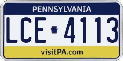 PA license plate LCE4113
