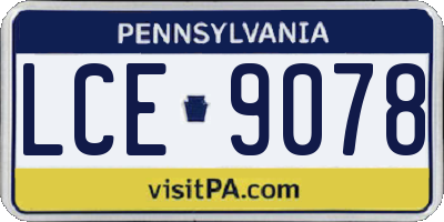 PA license plate LCE9078