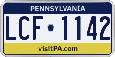PA license plate LCF1142